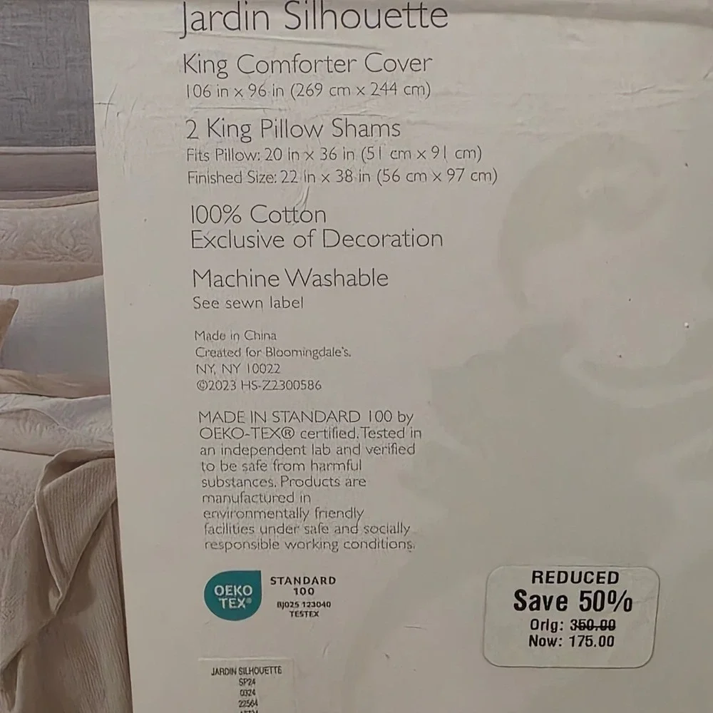 Sky Jardin Silhouette Comforter Cover Set King Ivory Floral Jacquard 3pc Cotton